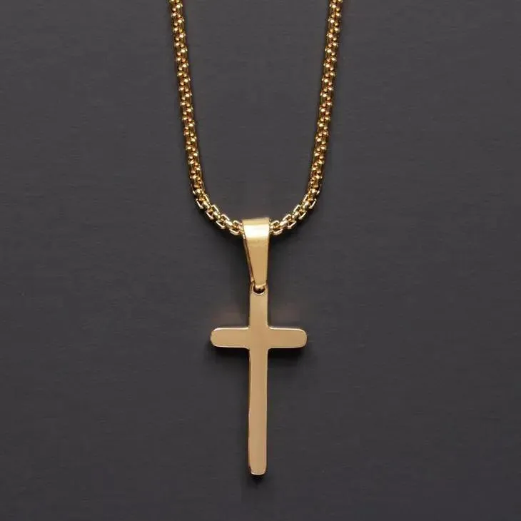 18K Gold over Stainless Steel Cross Necklace